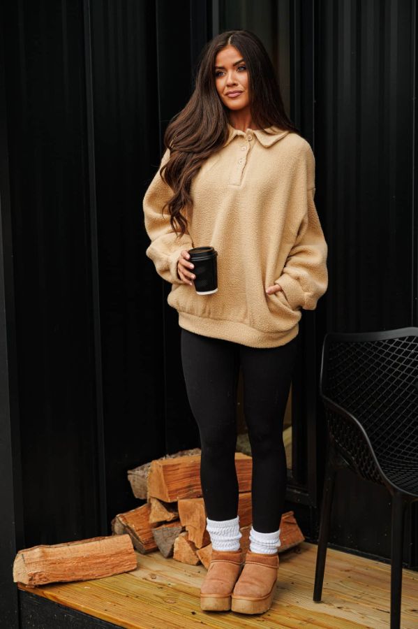 Oversized fleece sweatshirt with a cozy relaxed appearance