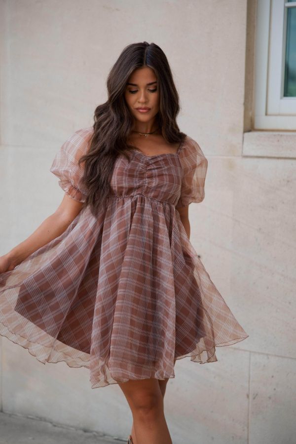 Plaid Babydoll Tulle Dress